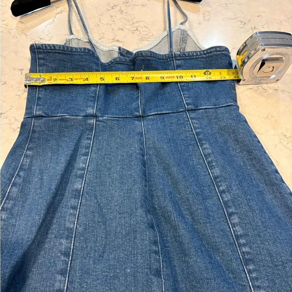 Pull&Bear Cami Denim Mini Dress‎ sweetheart neck spaghetti straps Size m - Picture 7 of 10